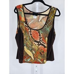 Vintage Libra Womens Sz XXL Sleeveless Blouse Colorful Snake Skin Print Y2K